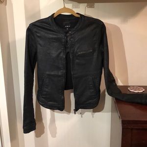Black coated moto jacket